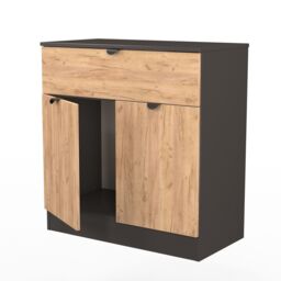 Varese Ready Assembled Matt Graphite 1 Drawer Sideboard (H)785mm (W)740mm (D)385mm - thumbnail 3