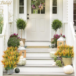 5Pcs Yellow Resistant Artificial Fake Grass Plastic Plants Decor Suitable For Garden Hanging Planter Pathway Front Porch Indoor - thumbnail 4
