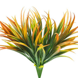 5Pcs Yellow Resistant Artificial Fake Grass Plastic Plants Decor Suitable For Garden Hanging Planter Pathway Front Porch Indoor