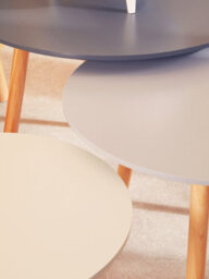 Orsina Durable Set Of 3 Round Tables, Triangular Coffee Tables Set, Long Lasting Rounded Top Wood Table For Indoor - thumbnail 8