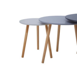 Orsina Durable Set Of 3 Round Tables, Triangular Coffee Tables Set, Long Lasting Rounded Top Wood Table For Indoor - thumbnail 6