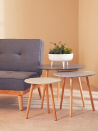 Orsina Durable Set Of 3 Round Tables, Triangular Coffee Tables Set, Long Lasting Rounded Top Wood Table For Indoor - thumbnail 7