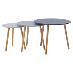 Orsina Durable Set Of 3 Round Tables, Triangular Coffee Tables Set, Long Lasting Rounded Top Wood Table For Indoor - thumbnail 2