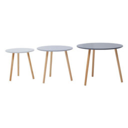 Orsina Durable Set Of 3 Round Tables, Triangular Coffee Tables Set, Long Lasting Rounded Top Wood Table For Indoor - thumbnail 3