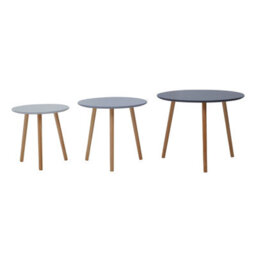 Orsina Durable Set Of 3 Round Tables, Triangular Coffee Tables Set, Long Lasting Rounded Top Wood Table For Indoor - thumbnail 1