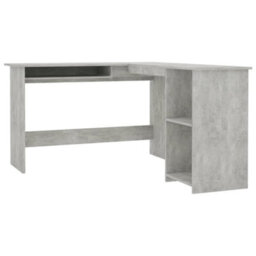 Berkfield Modern L-Shaped Corner Desk Concrete Grey 120X140X75 Cm Engineered Wood