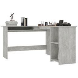 Berkfield Modern L-Shaped Corner Desk Concrete Grey 120X140X75 Cm Engineered Wood - thumbnail 3
