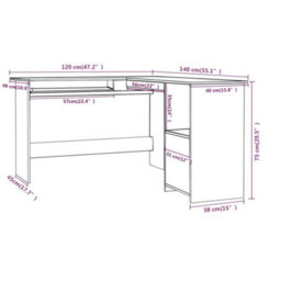Berkfield Modern L-Shaped Corner Desk Concrete Grey 120X140X75 Cm Engineered Wood - thumbnail 6