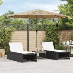 Walplus Garden Parasol With Leds And Steel Pole Brown 324X324X247 Cm