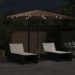 Walplus Garden Parasol With Leds And Steel Pole Brown 324X324X247 Cm - thumbnail 3
