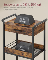 Songmics Rolling Cabinet, 4-Tier Multi-Purpose Cart With Drawer And Handle System, Rustic Brown And Ink Black - thumbnail 3
