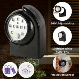 360 Degree Pir Motion Sensor Led Outdoor Wall Light Black 1 Pack - thumbnail 2