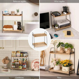 Wooden 2 Tier Desk Organizer Storage Shelf - thumbnail 4