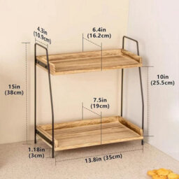 Wooden 2 Tier Desk Organizer Storage Shelf - thumbnail 2