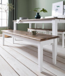 Nöa & Nani Noa & Nani Hallway Bench Kitchen Dining Entryway In White And Dark Pine Canterbury 157Cm - thumbnail 5