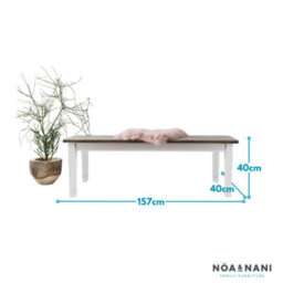 Nöa & Nani Noa & Nani Hallway Bench Kitchen Dining Entryway In White And Dark Pine Canterbury 157Cm - thumbnail 3