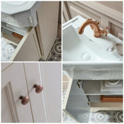 Homestylestore Antique White 570mm Bathroom Vanity Unit And Round Oil Rubbed Bronze Handles - thumbnail 2