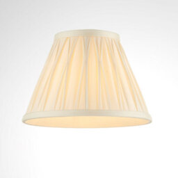Tapered Cylinder Lamp Shade - Ivory Silk - 40W B22 - 8 Inch Pleated Design - thumbnail 3