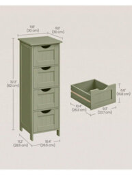 LEDREM Bathroom Floor Storage Cabinet, Bathroom Storage Unit With 4 Drawers, Bathroom Cabinet Freestanding - thumbnail 5
