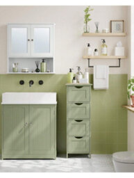 LEDREM Bathroom Floor Storage Cabinet, Bathroom Storage Unit With 4 Drawers, Bathroom Cabinet Freestanding - thumbnail 6