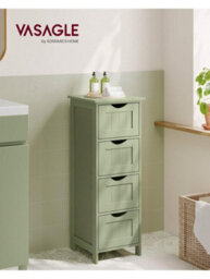 LEDREM Bathroom Floor Storage Cabinet, Bathroom Storage Unit With 4 Drawers, Bathroom Cabinet Freestanding - thumbnail 1