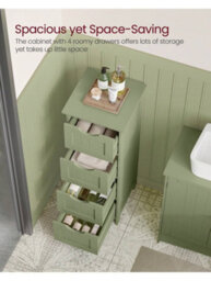 LEDREM Bathroom Floor Storage Cabinet, Bathroom Storage Unit With 4 Drawers, Bathroom Cabinet Freestanding - thumbnail 2