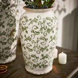 Dibor Vintage Luxury Irina Green Large Botanical Flower Urn Vase H37 X Dia19Cm