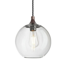 Industville Chelsea Glass Globe Pendant - 7 Inch, Clear Glass Globe - 7 Inch, Shiny Bronze Pendant Holder - thumbnail 1