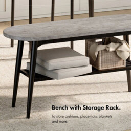 Dining Room Set, Grey Conrete Effect Dining Table, Chairs & Bench Set - thumbnail 4