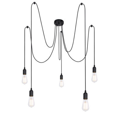 Luminosa Lighting Luminosa Oliver Cluster Pendant Ceiling Light Black 5X E27 - image 1