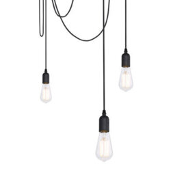 Luminosa Lighting Luminosa Oliver Cluster Pendant Ceiling Light Black 5X E27 - thumbnail 3