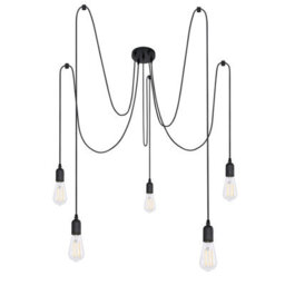 Luminosa Lighting Luminosa Oliver Cluster Pendant Ceiling Light Black 5X E27 - thumbnail 2