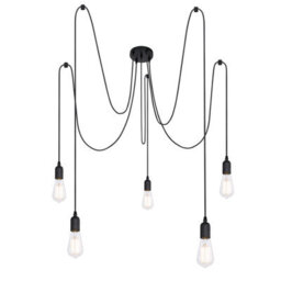 Luminosa Lighting Luminosa Oliver Cluster Pendant Ceiling Light Black 5X E27
