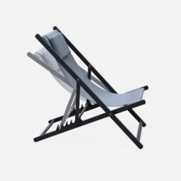 Sweeek. Pair Of Aluminium Textilene Sun Loungers Gaia Grey 99X88.5X58 Cm - thumbnail 4