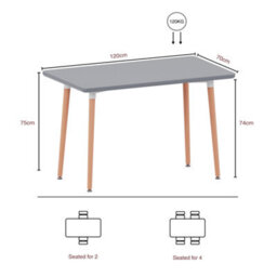 Lassic Vida Designs Batley 4 Seater Square Dining Table, Grey - thumbnail 3