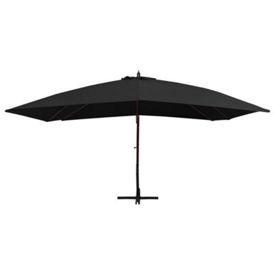 Berkfield Elegant Hanging Parasol With Wooden Pole 400X300 Cm Black - image 1