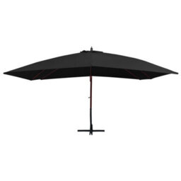 Berkfield Elegant Hanging Parasol With Wooden Pole 400X300 Cm Black - thumbnail 1
