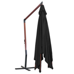 Berkfield Elegant Hanging Parasol With Wooden Pole 400X300 Cm Black - thumbnail 4