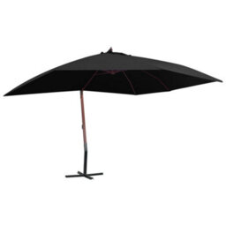 Berkfield Elegant Hanging Parasol With Wooden Pole 400X300 Cm Black - thumbnail 2