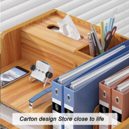 Wooden Office Desk Organiser Stationary Storage Home Tidy Storage Tabletop Stand - thumbnail 5