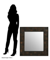 Orsina Boho Square Wall Mirror, Weathered Dark Mango Wood Frame With Carved Detail, Decorative Sustainable Mirror - thumbnail 4