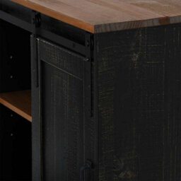 Berkfield Sideboard Halden With Sliding Door Black 80X40X80 Cm Solid Wood - thumbnail 8