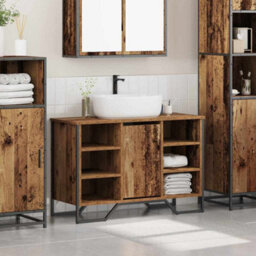 Berkfield Rustic Bathroom Sink Cabinet Old Wood 91X35X60 Cm Engineered Wood - thumbnail 4