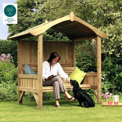 Burghley Arbour Wooden Garden 3 Seater Bench Shelter By Zest Outdoor Living - image 1