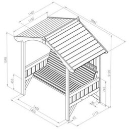 Burghley Arbour Wooden Garden 3 Seater Bench Shelter By Zest Outdoor Living - thumbnail 4