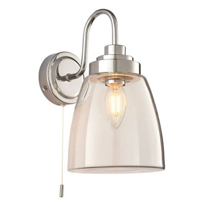 Luminosa Lighting Luminosa Ashbury Led 1 Light Bathroom Wall Glass, Chrome Plate Ip44, Led E14