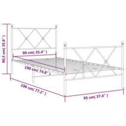 Berkfield Metal Bed Frame Without Mattress With Footboard White 90X190Cm - thumbnail 8