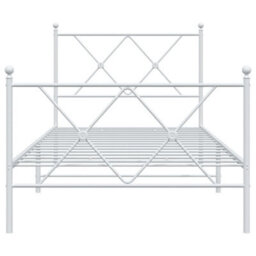 Berkfield Metal Bed Frame Without Mattress With Footboard White 90X190Cm - thumbnail 4