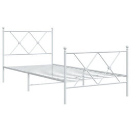 Berkfield Metal Bed Frame Without Mattress With Footboard White 90X190Cm - thumbnail 3