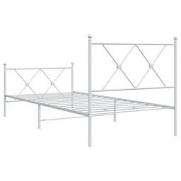 Berkfield Metal Bed Frame Without Mattress With Footboard White 90X190Cm - thumbnail 6